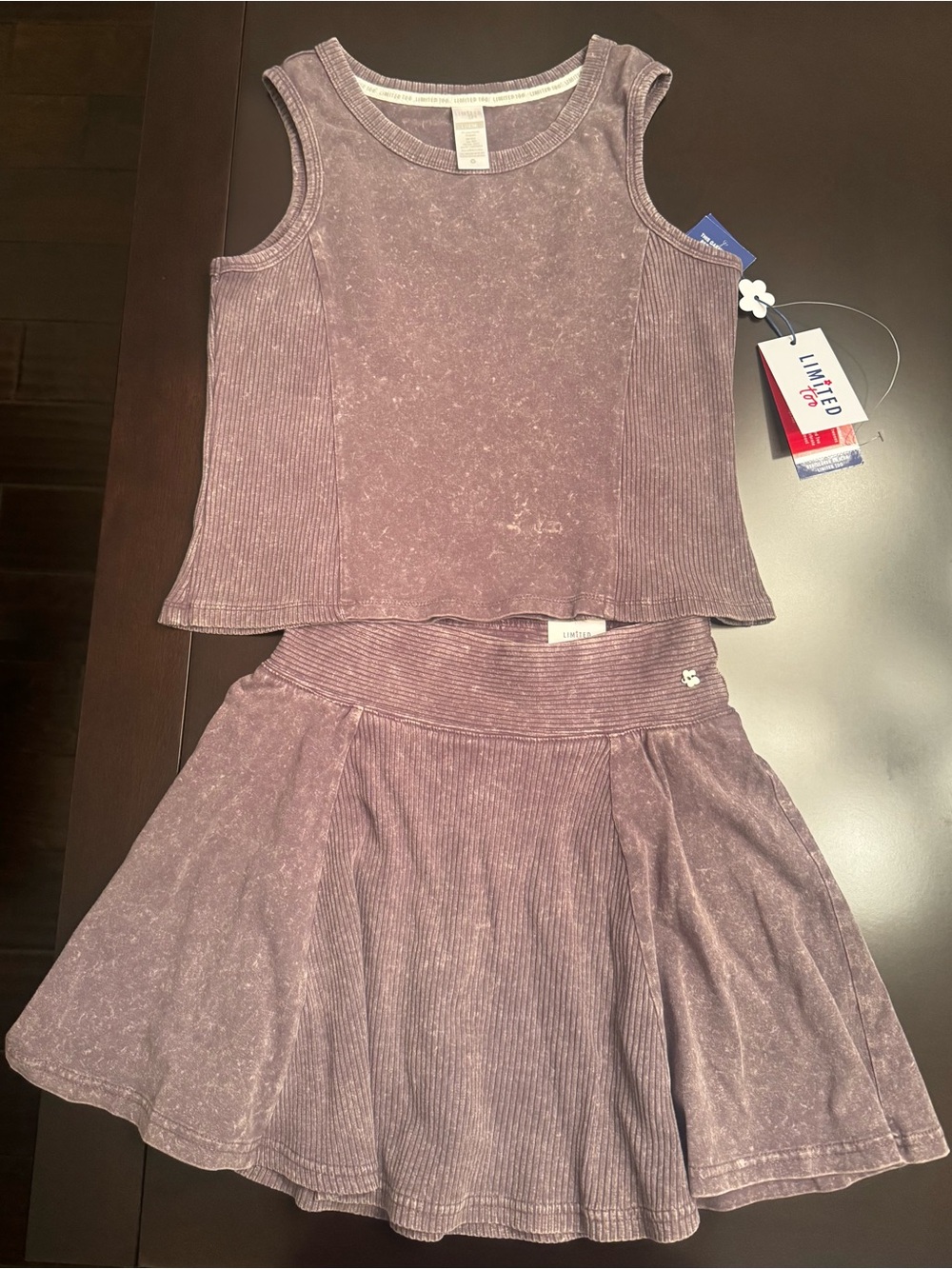 Limited Too Grey Ribbed Tank & Skirt Set